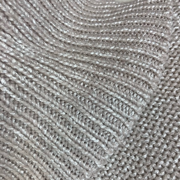 Chico's Soft Pink Silver Metallic Cowl Neck Sweater w/ 3/4 sleeves oversized - Picture 4 of 11